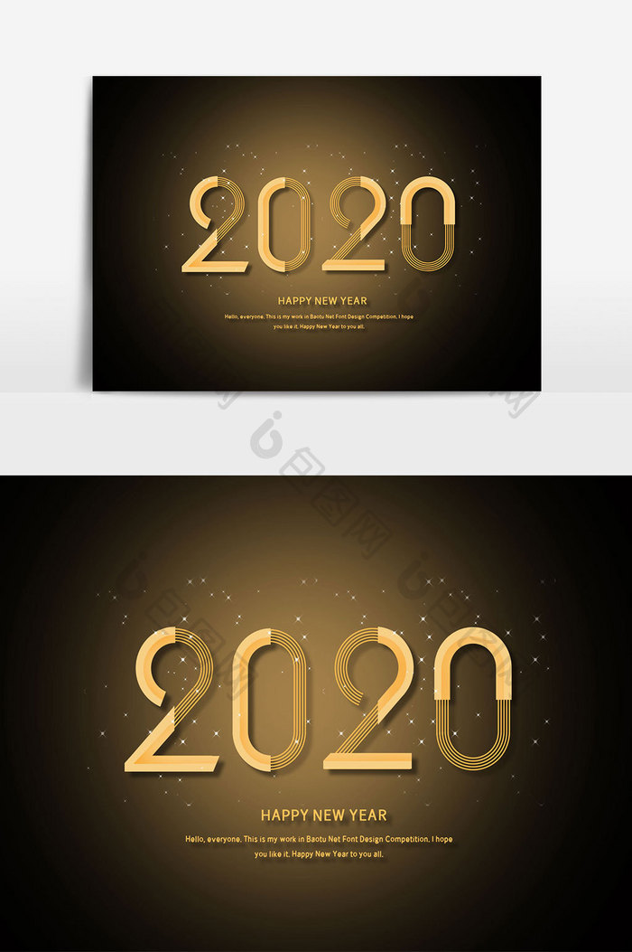 2020新年元旦创意数字设计