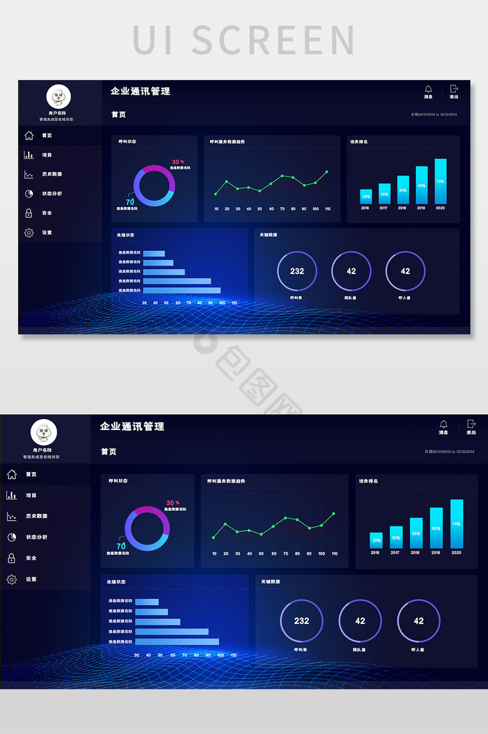 深色可视化数据分析UI网页界面图片