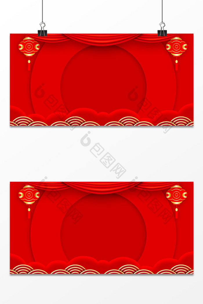 大气红色喜庆春节鼠年广告海报背景图