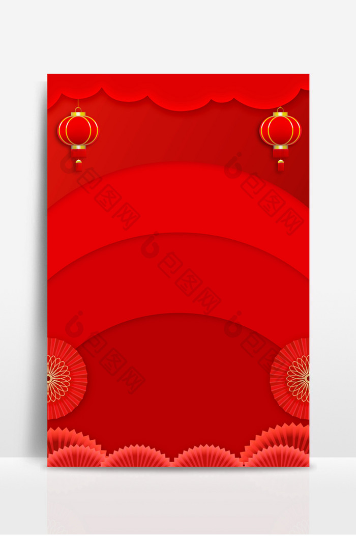 红色大气春节鼠年灯笼广告海报背景图