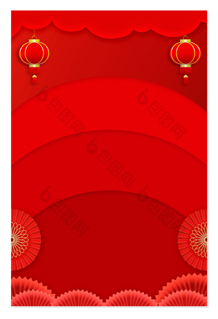 红色大气春节鼠年灯笼广告海报背景图