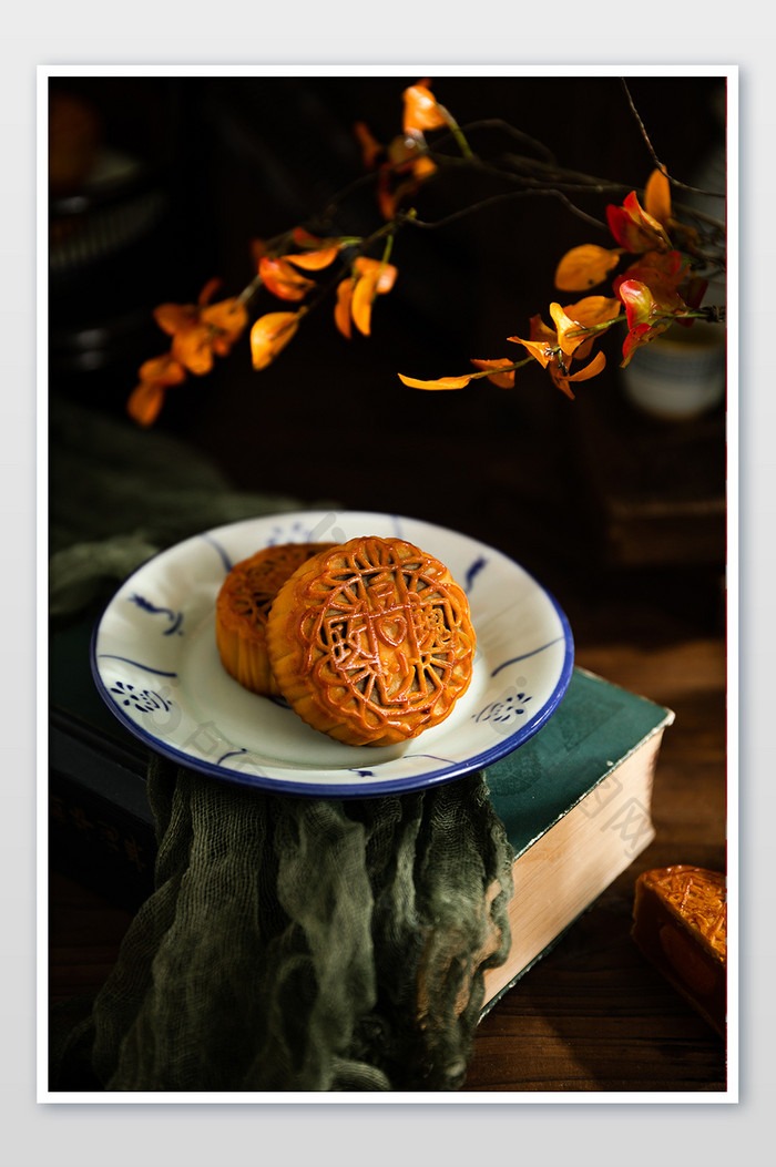 广式月饼氛围美食摄影图片