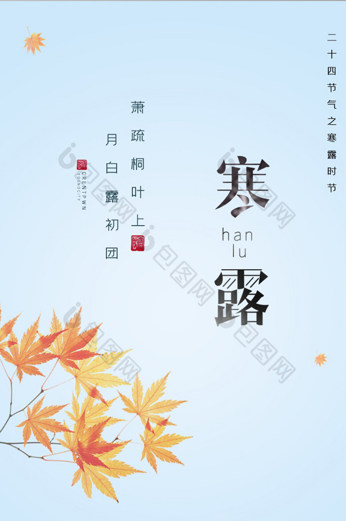 蓝色简约风格寒露节气启动页闪屏