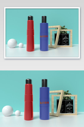 水乳套装不锈钢瓶盖包装瓶广告贴图包装样机