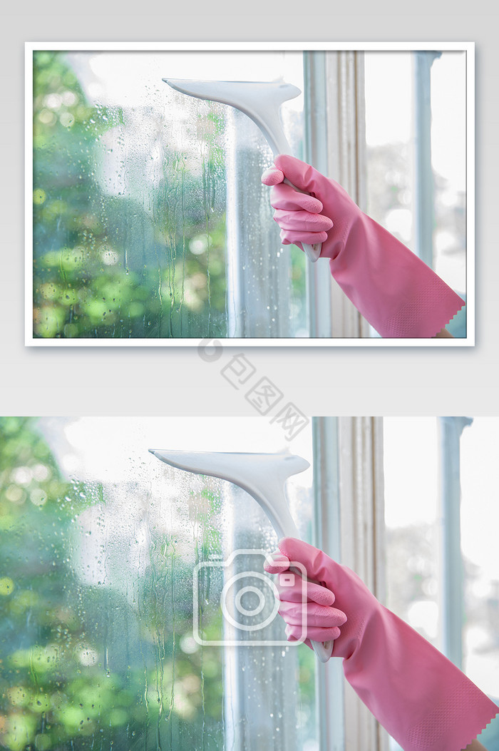 家政服务保洁人员擦玻璃图片