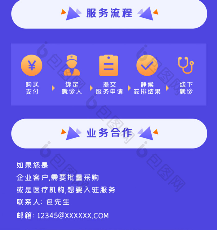 紫色系扁平风格整容医疗H5长图