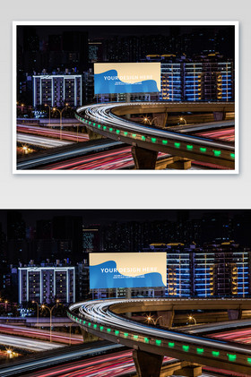 城市夜景高架桥户外广告牌