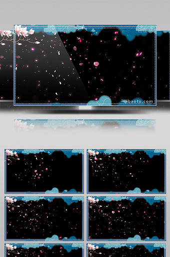 简约花瓣飘落动态透明边框视频素材图片