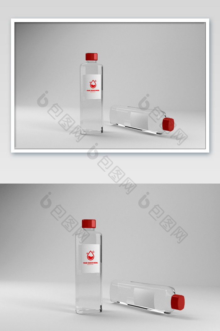 矿泉水瓶子瓶身广告标志瓶盖改色包装样机