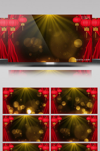 红色帷幕金色粒子透明边框素材图片