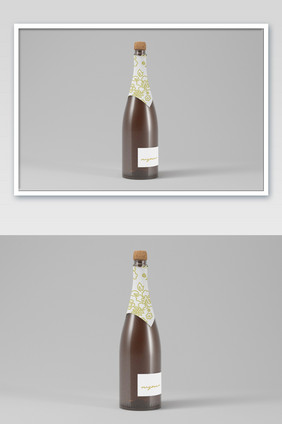 酒瓶玻璃酒瓶香槟瓶身广告标志包装样机