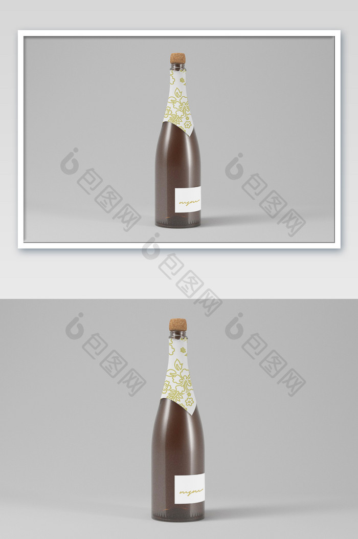 酒瓶玻璃酒瓶香槟瓶身广告标志包装样机