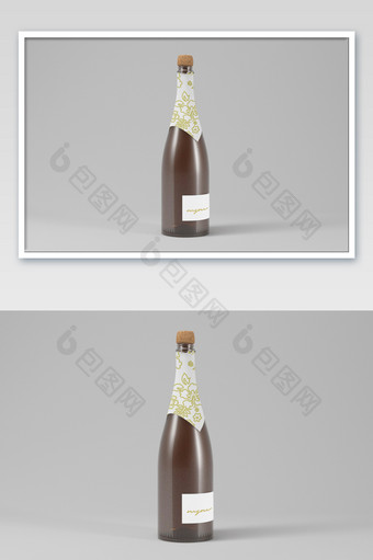 酒瓶玻璃酒瓶香槟瓶身广告标志包装样机图片