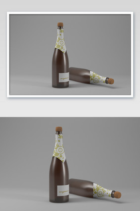 站立平躺酒瓶玻璃酒瓶海报贴图标志包装样机