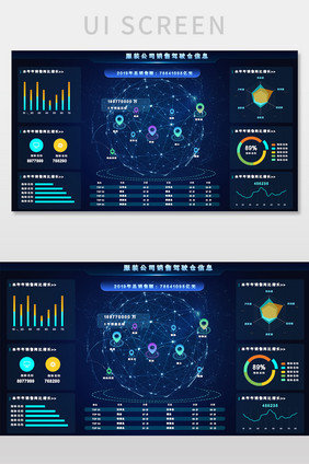 深色可视化销售大数据分析UI网页界面