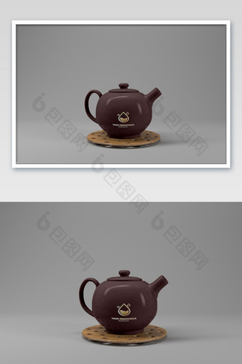 企业茶壶水壶可变色烫金标志logo样机图片