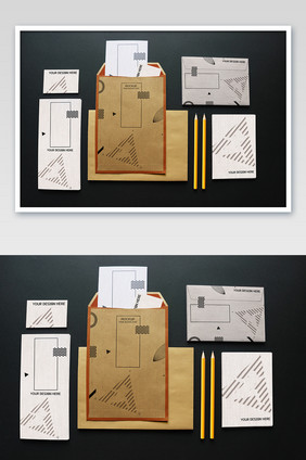 办公用品信封纸张卡片样机模板