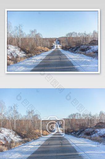 冬季公路积雪摄影图片