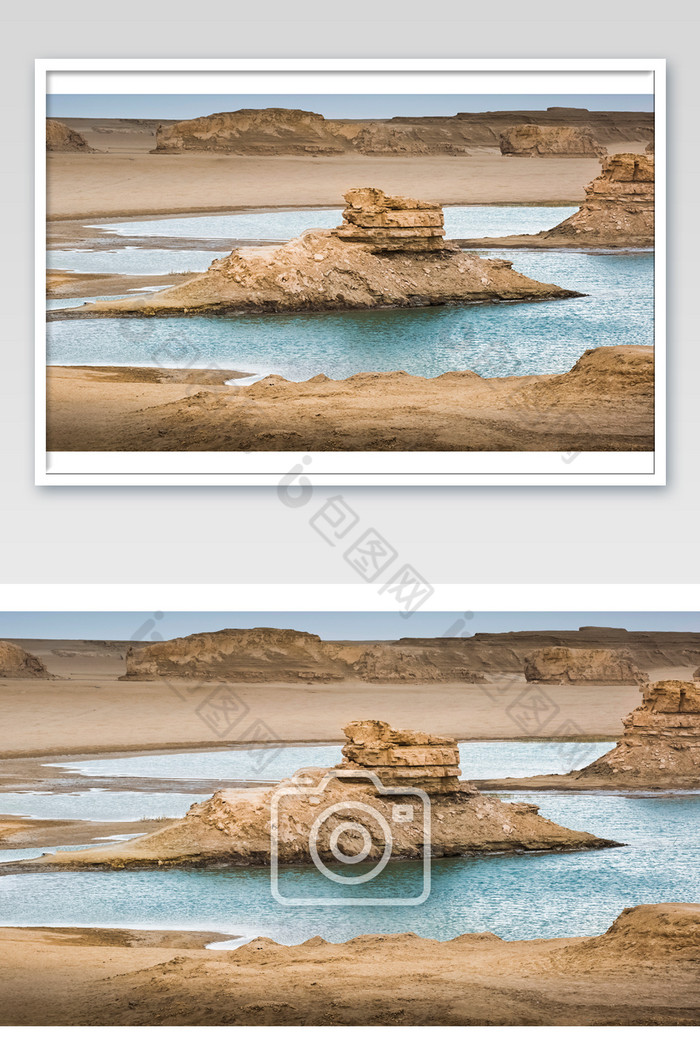 礁石水上雅丹戈壁青海湖山图片图片