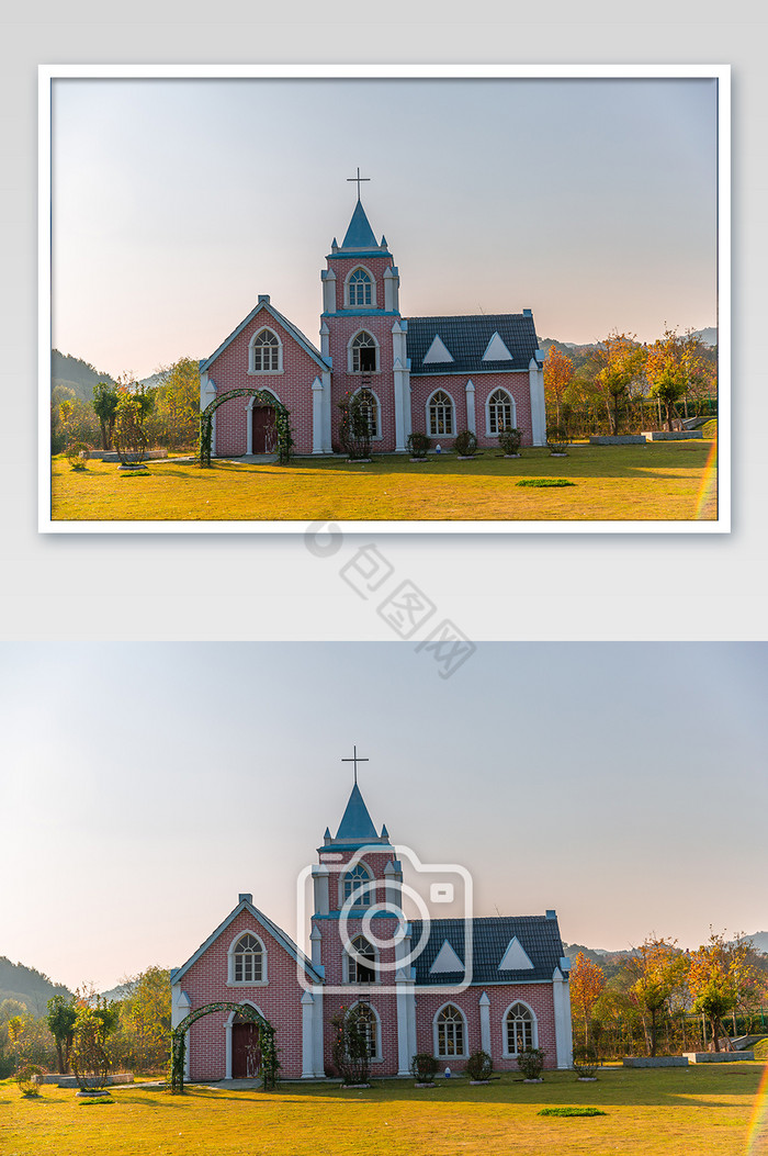 秋天教堂摄影图片