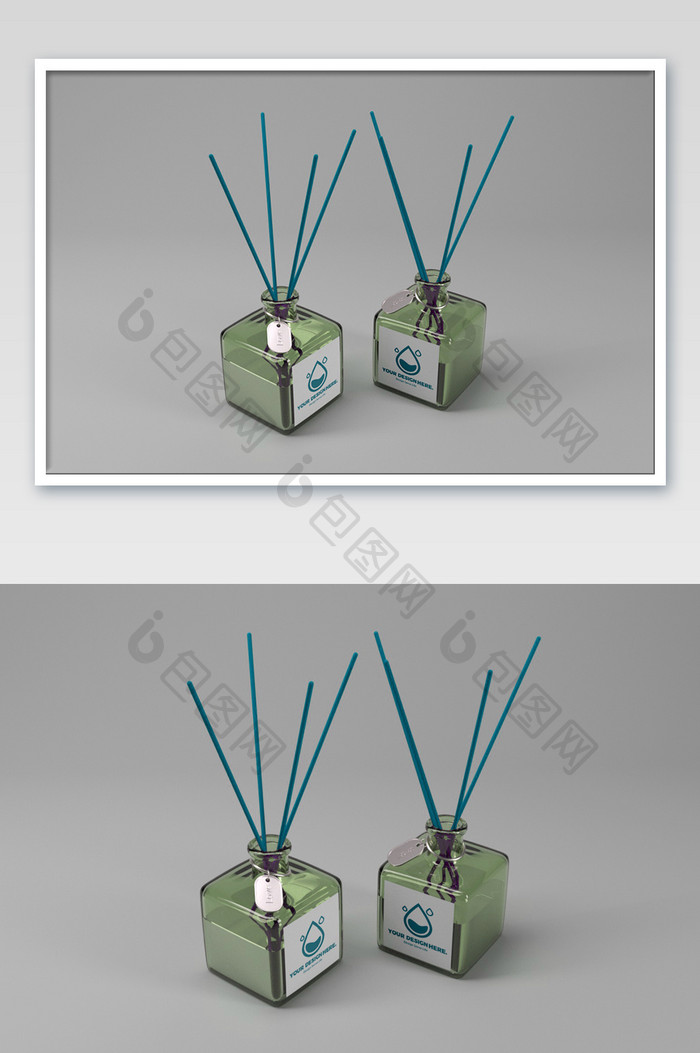 俯视个性香薰玻璃瓶任意变色贴图包装样机