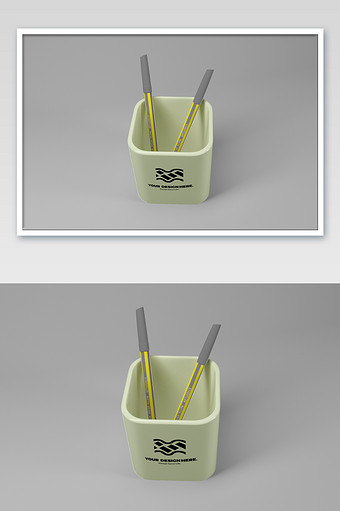 俯视简约笔筒任意改色标志贴图包装样机