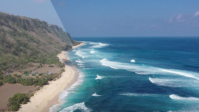 巴厘岛公共沙滩浪花nunggalan