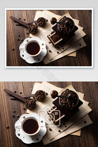 研磨咖啡豆咖啡场景摄影图图片