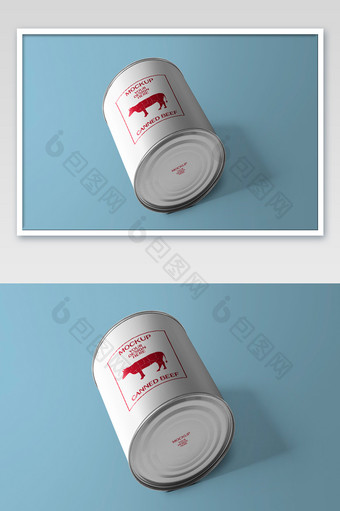 白色食品包装罐贴图样机图片