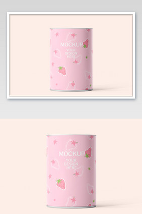 粉色食品包装罐样机