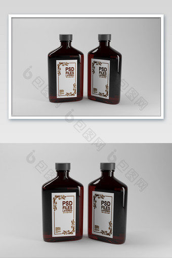 玻璃瓶酒瓶logo标志贴图海报包装样机图片
