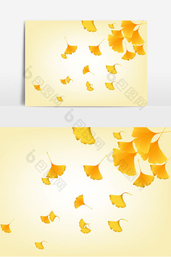 黄色银杏叶矢量元素图片