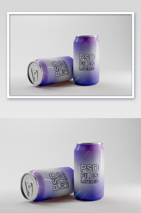 易拉罐饮料果汁汽水logo贴图包装样机