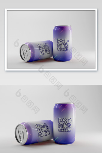 易拉罐饮料果汁汽水logo贴图包装样机图片