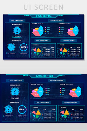 蓝色渐变科技系统服务运行情况可视化界面