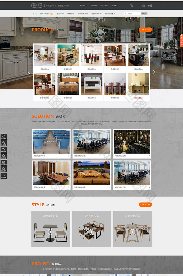 橙色大气家具行业html全套源码