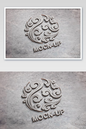 水泥墙质感纹理立体字logo标志样机