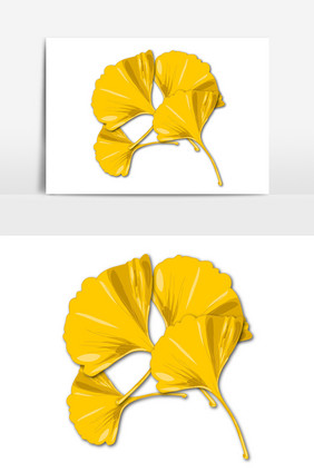 手绘卡通小清新植物银杏叶黄色矢量AI