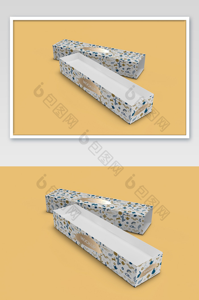 长方形碎花包装盒子样机