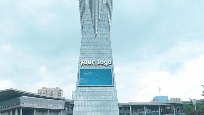 高楼大厦建筑户外广告logo屏幕展示宣传