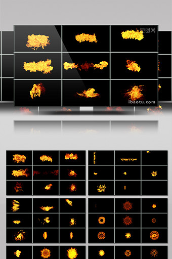 36款带透明通道火焰燃烧动画特效视频素材图片