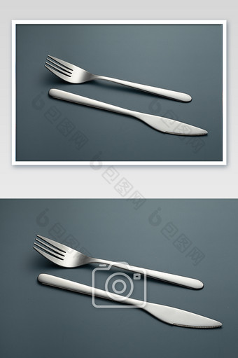 不锈钢餐具叉子刀家居餐具摄影图片