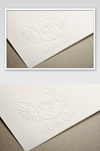 清新信纸底纹激凸字logo标志样机图片下载