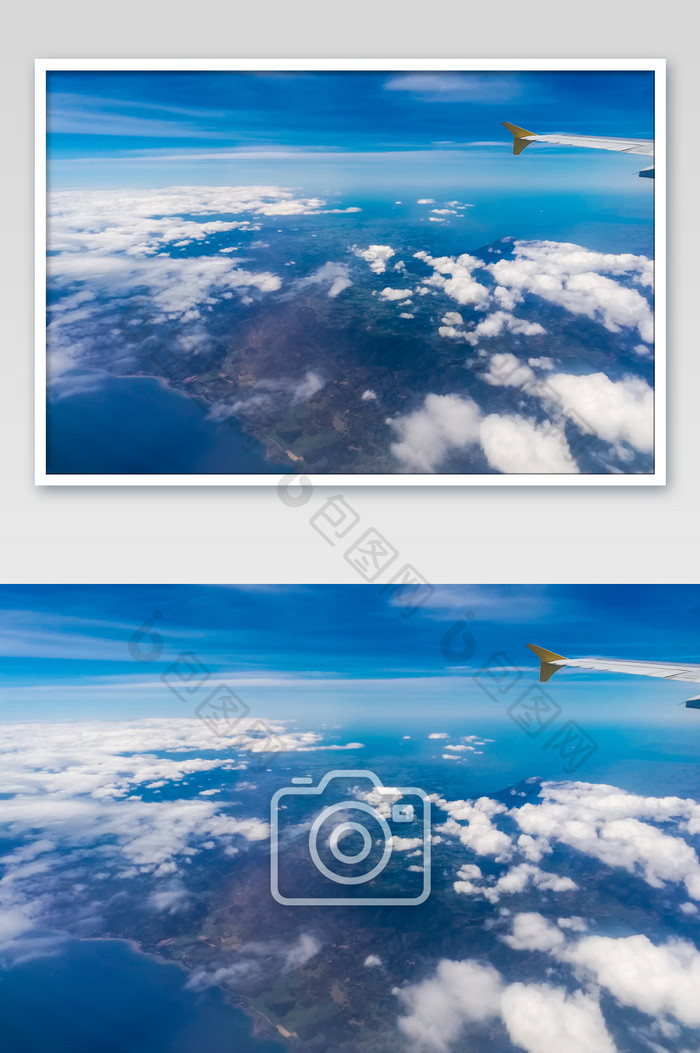 飞机窗外云层晴空图