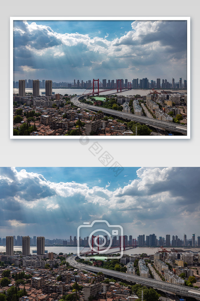 丁达尔效应城市风光摄影图片