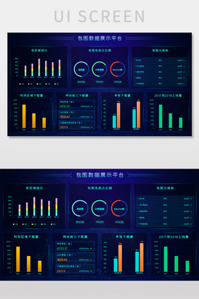 蓝色包图网可视化数据展示平台网页UI界面