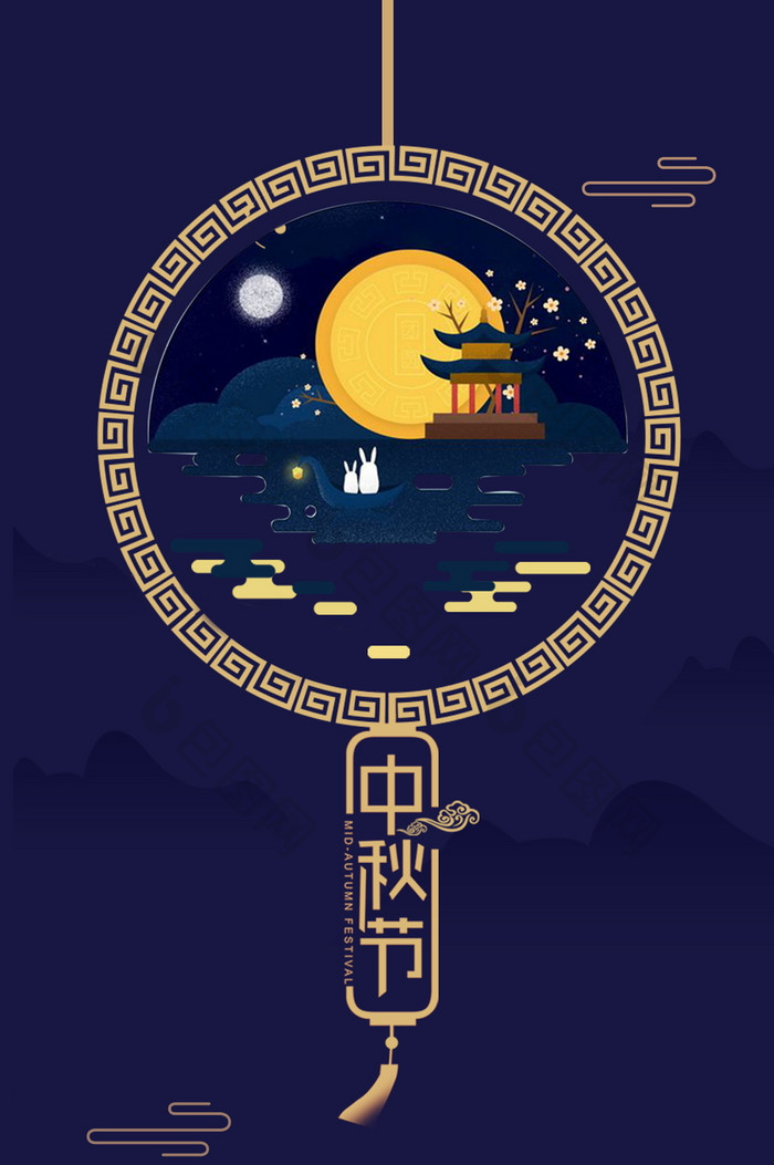 暗黑系中秋节日中国风动态海报