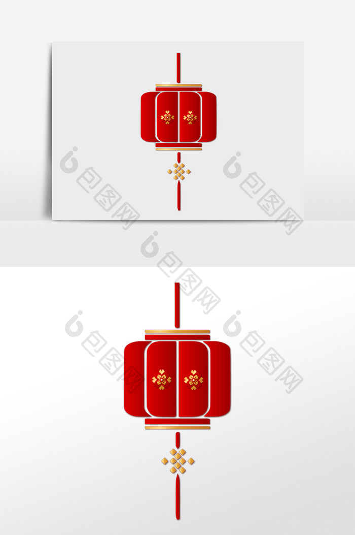 节日灯笼立体剪纸元素