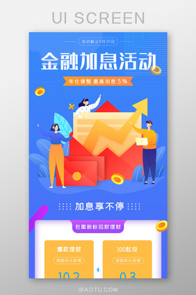 蓝色金融加息活动理财活动H5长图