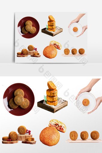 中秋节甜品切块月饼图片